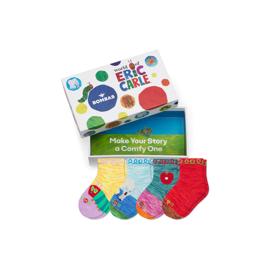 Toddler Eric Carle Lightweight Calf Sock 4-Pack Gift Box - School Day Fit