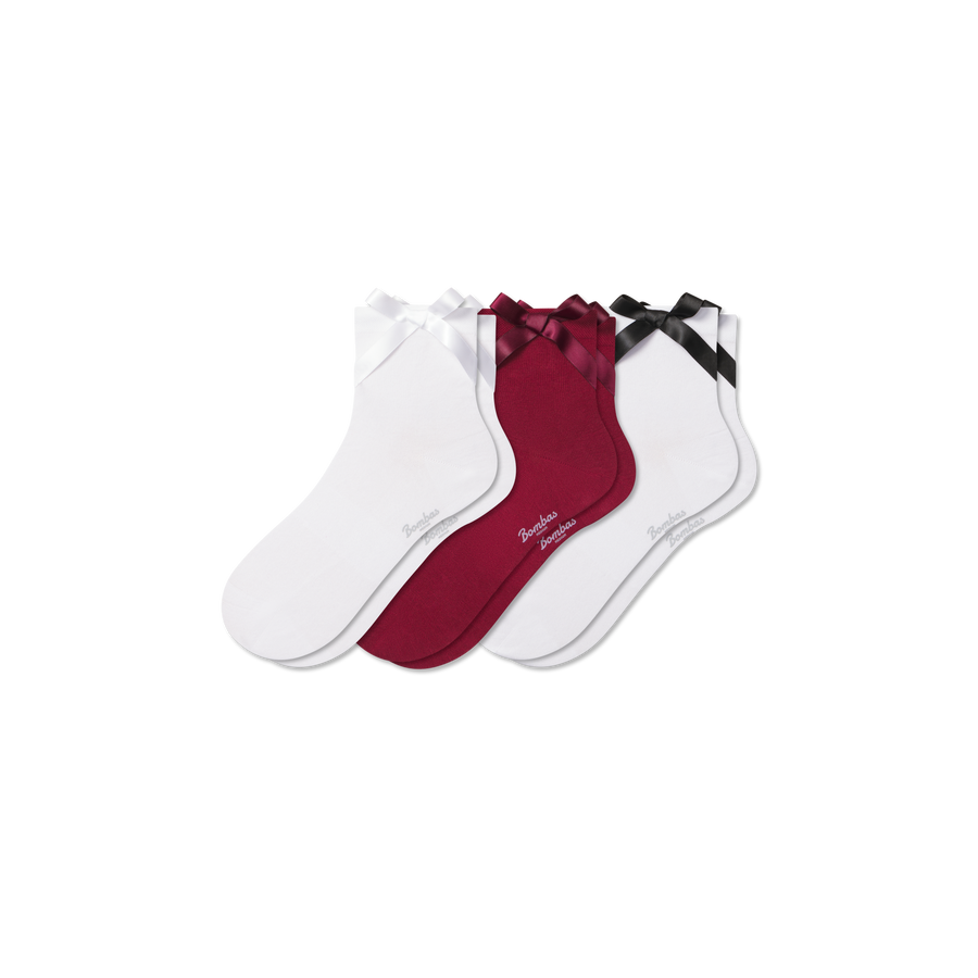 Women's Lightweight Bow Quarter Sock 3-Pack - Modern Office Cushion