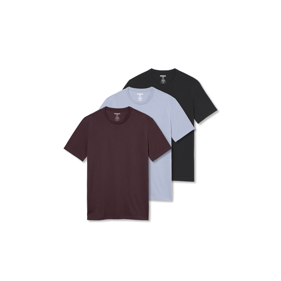 Men's Pima Cotton Slim Crew Neck T-Shirt 3-Pack - Casual Travel Style