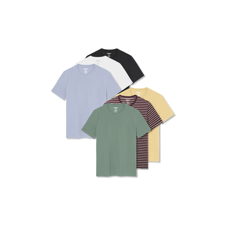 Men's Pima Cotton Crew Neck T-Shirt 6-Pack - Cotton Everyday Wear