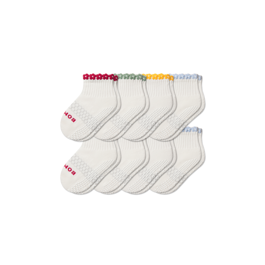 Toddler Daisy Chain Gripper Calf Sock 8-Pack - Breathable Lounge Fit