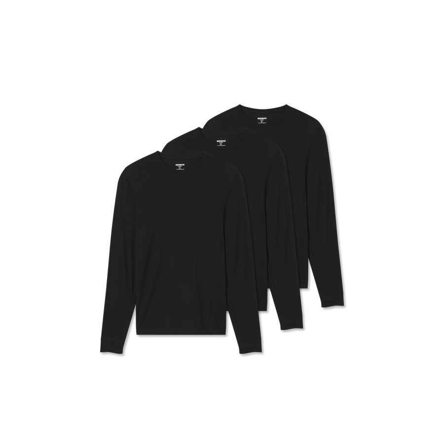 Men's Merino Wool Blend Crew Neck Long Sleeve T-Shirt 3-Pack - Dynamic Support