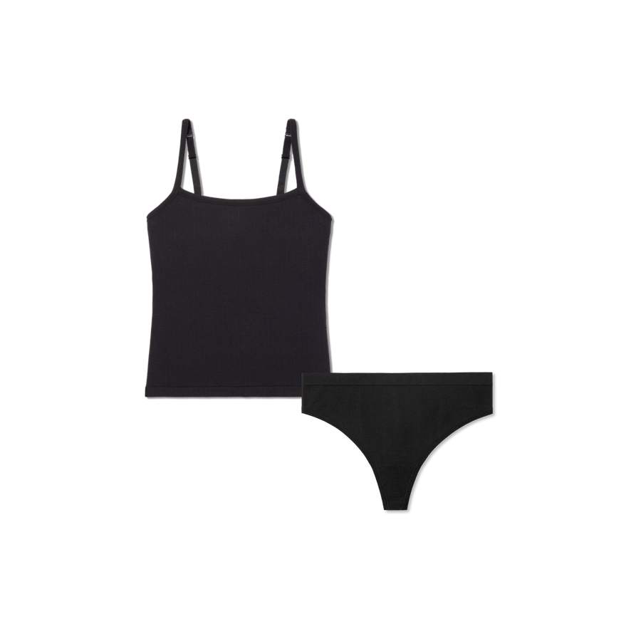 Women's Built-In Bra Seamless Cami + Thong Pack - Stretch Support