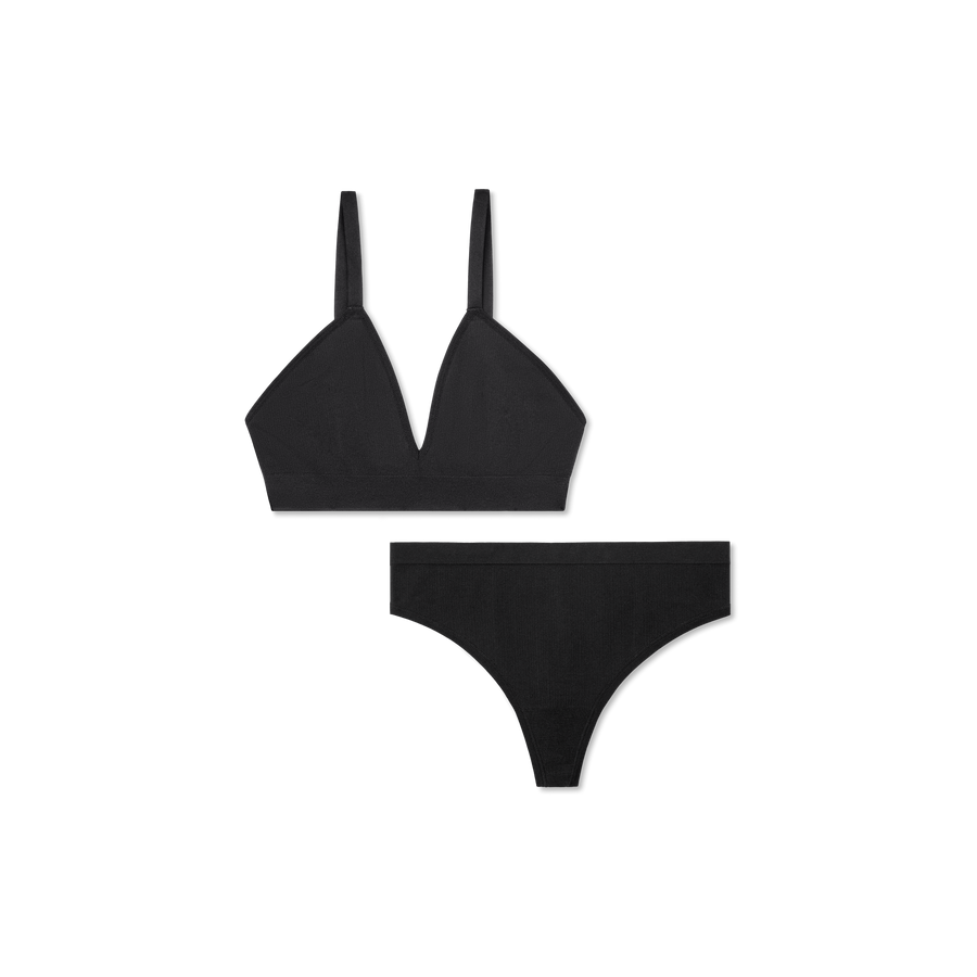 Women's Seamless Triangle Bralette + Thong Pack - Soft Everyday Ease