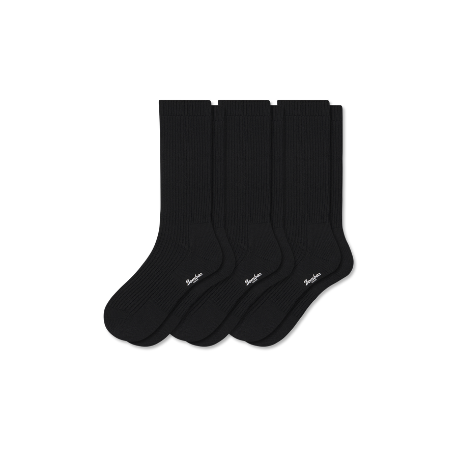 Men's Merino Cashmere Blend Fine Rib Calf Sock 3-Pack - Modern Hike Move