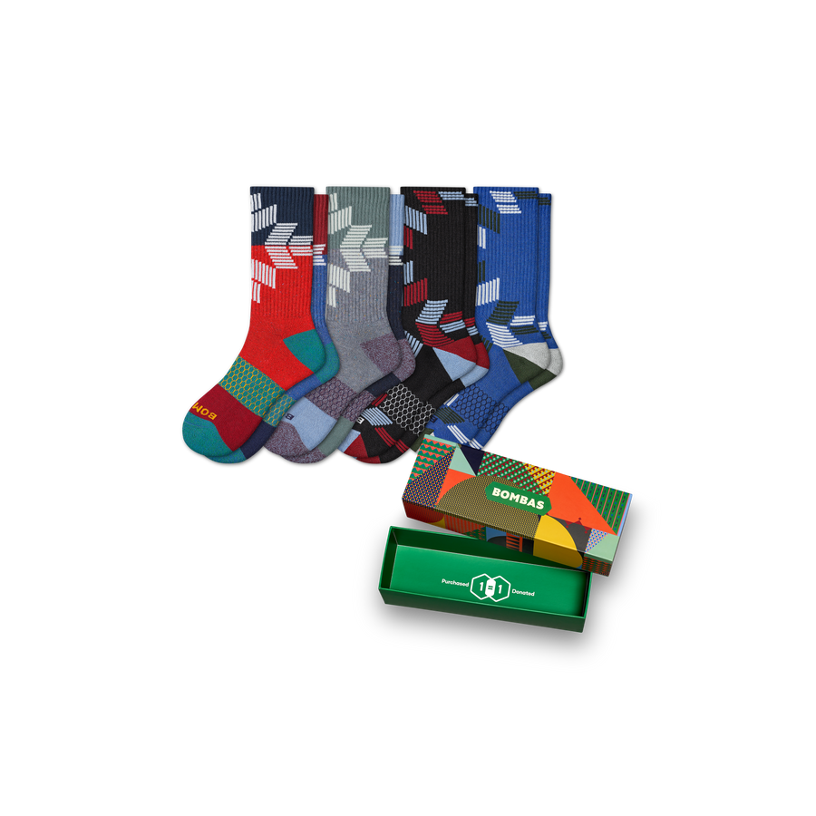 Men's Snowflake Calf Sock 4-Pack Gift Box - Simple Drawer Storage