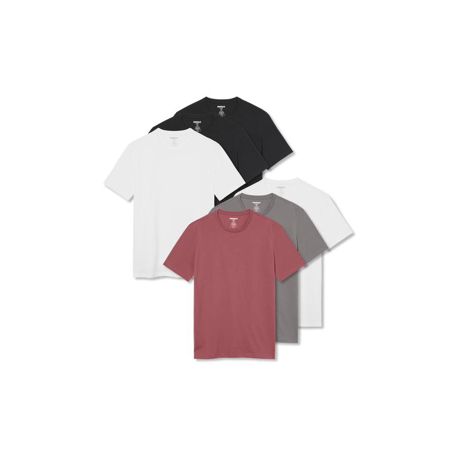 Men's Pima Cotton Slim Crew Neck T-Shirt 6-Pack - Clean Morning Comfort