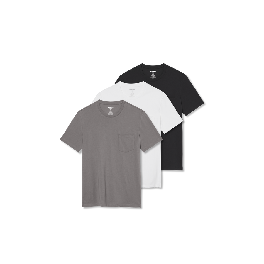 Men's Pima Cotton Pocket Crew Neck T-Shirt 3-Pack - Smooth Weekend Cut
