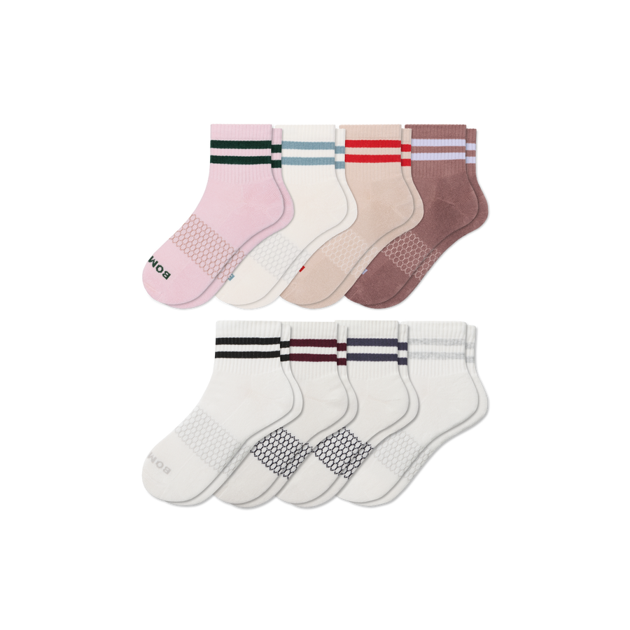 Women's Vintage Stripes Quarter Sock 8-Pack - Daily Studio Step