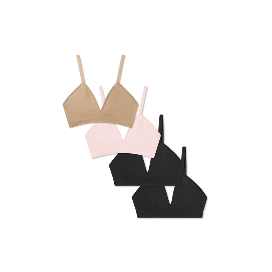 Women's Seamless Triangle Bralette 4-Pack - Light Weekend Hold