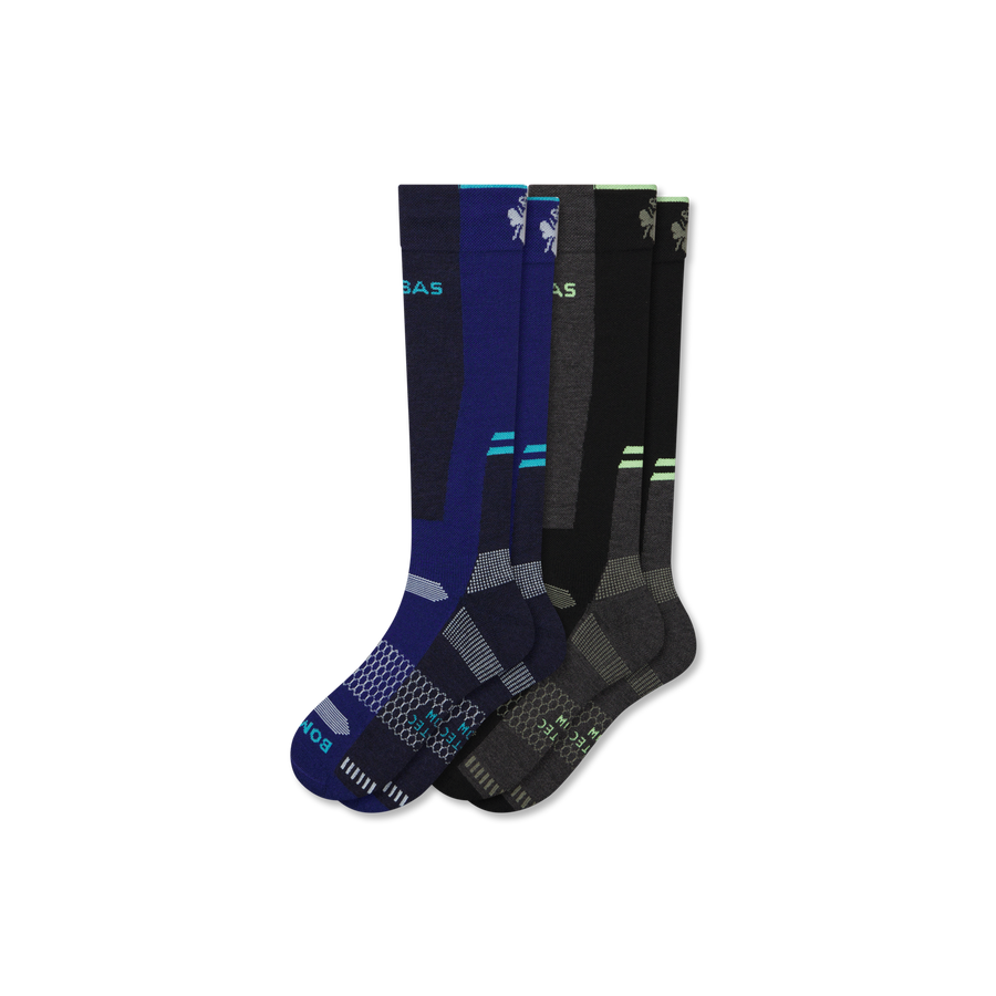 Women's Mid-Cushion Merino Wool Blend Ski & Snowboard Sock 2-Pack - Run Trail Pair