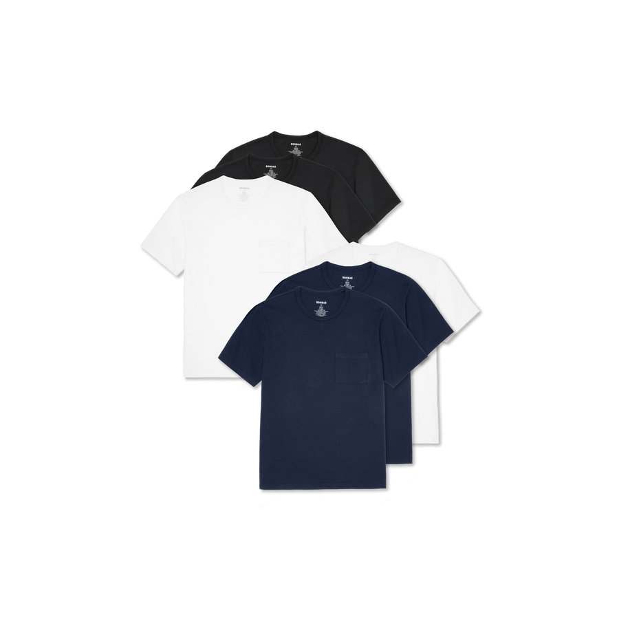 Men's Premium Weight Pocket Crew Neck T-Shirt 6-Pack - Cotton Comfort