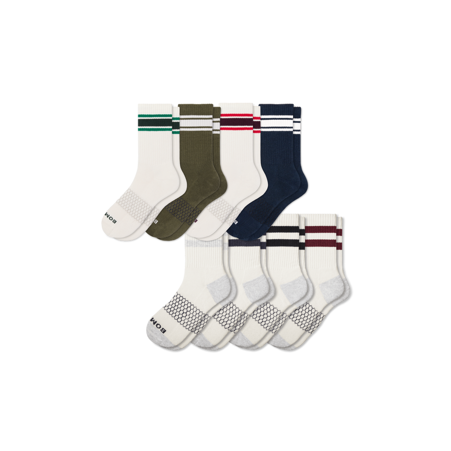 Men's Vintage Stripes Half Calf Sock 8-Pack - Fresh Step