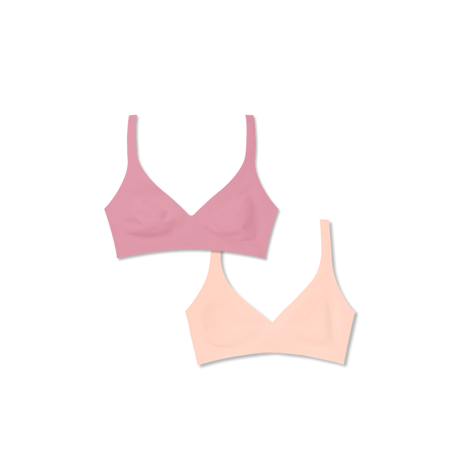 Women’s No Show Plunge Bralette 2-Pack - Calm Layer Comfort