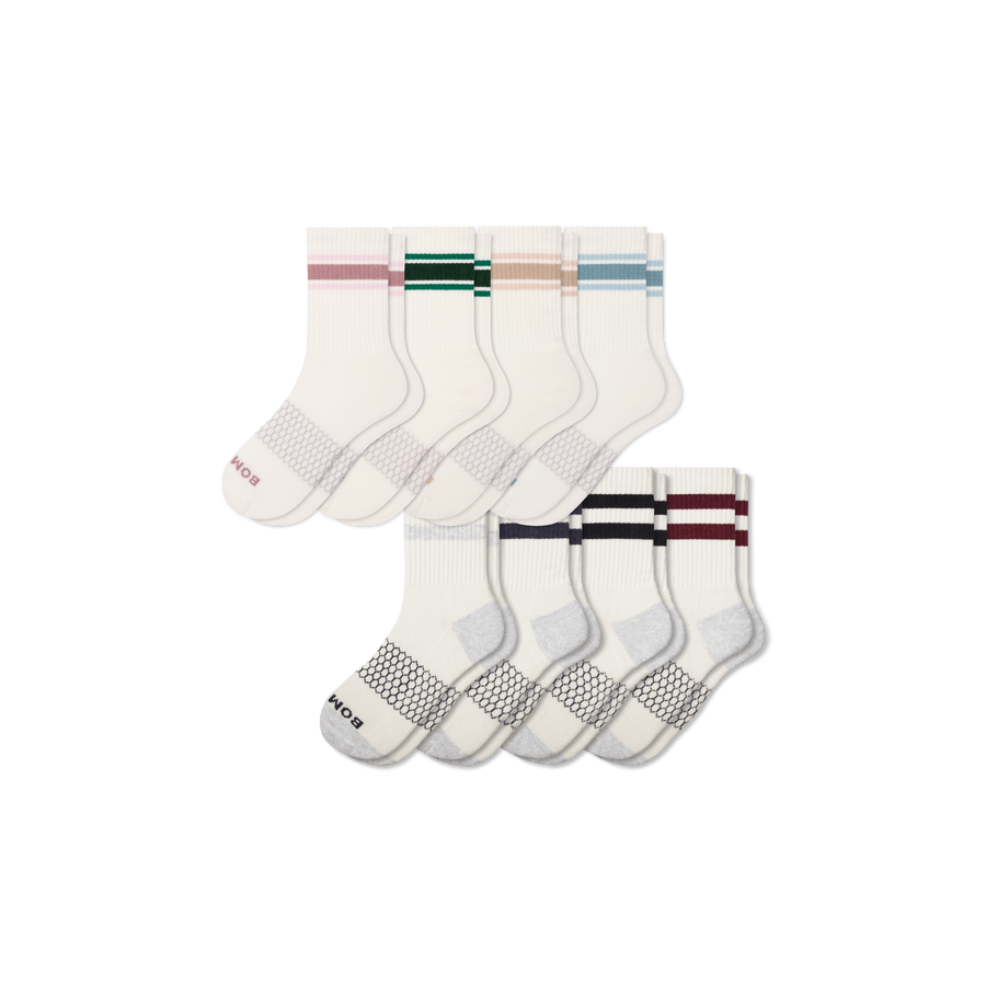 Women's Vintage Stripes Half Calf Sock 8-Pack - Fresh Low Cut Wear