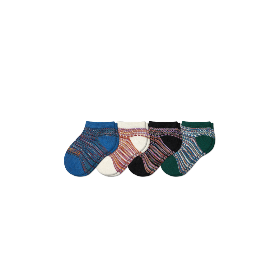 Toddler Lightweight Mosaic Ankle Sock 4-Pack - Comfort Ankle Fit