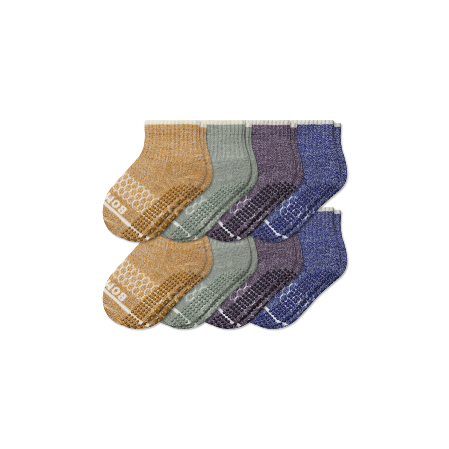 Toddler Merino Wool Blend Gripper Calf Sock 8-Pack - Comfort School Wear
