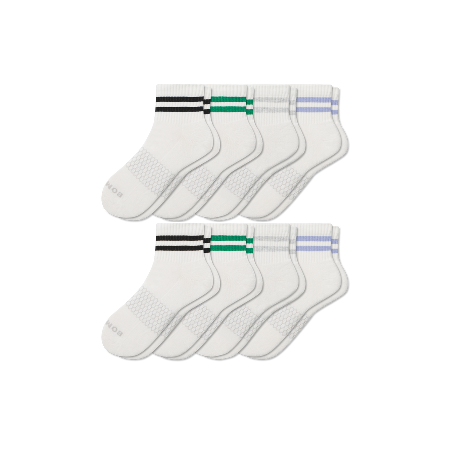 Men's Vintage Stripes Quarter Sock 8-Pack - Active Ankle Cushion