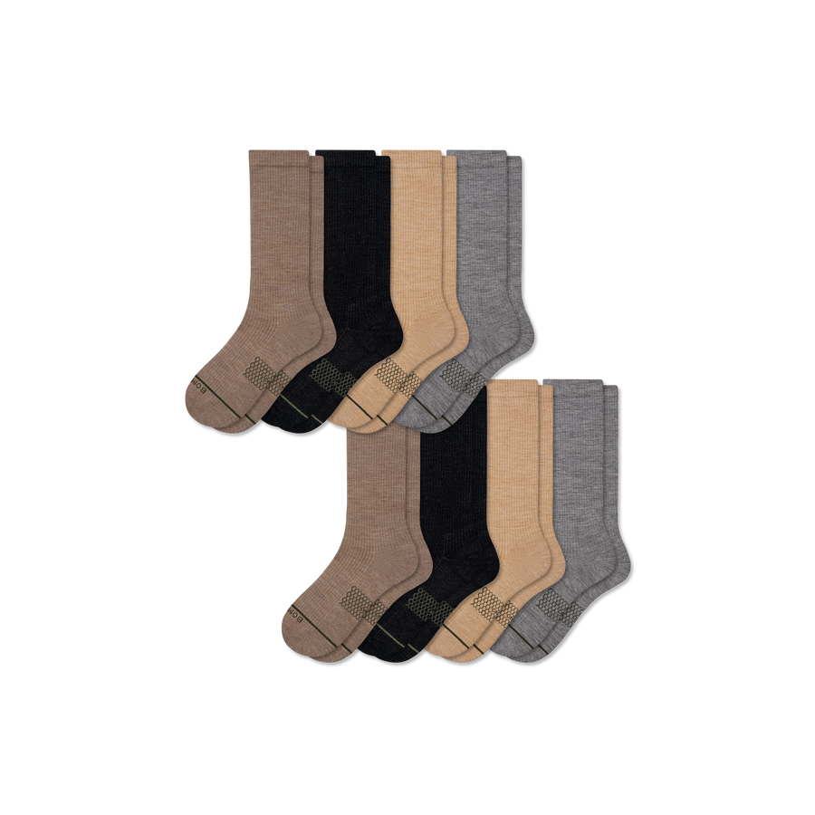 Men's Merino Wool Blend Modern Rib Calf Sock 8-Pack - Modern Cushion