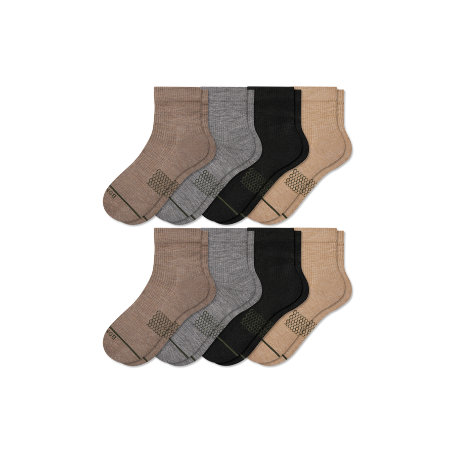 Women's Merino Wool Blend Modern Rib Quarter Sock 8-Pack - Comfort Pair