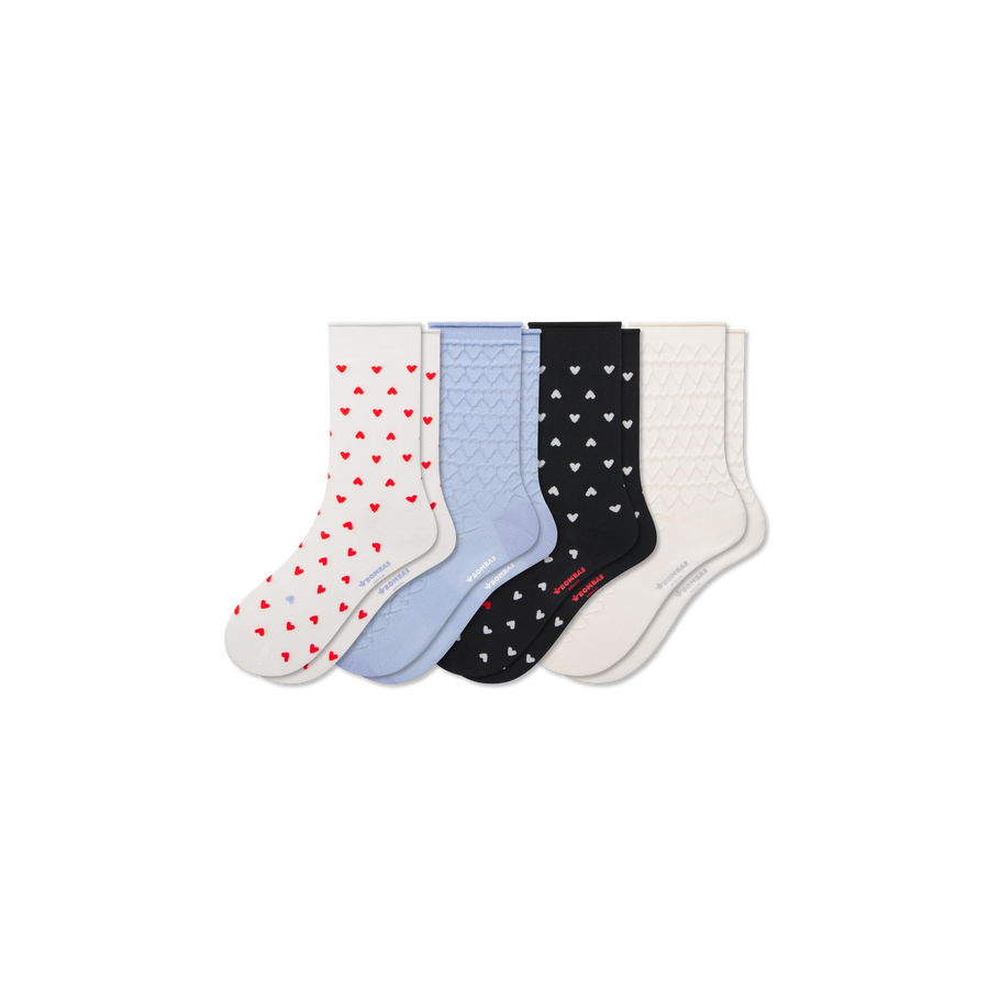 Women’s Hearts Half Calf Sock 4-Pack - Studio Travel Fit