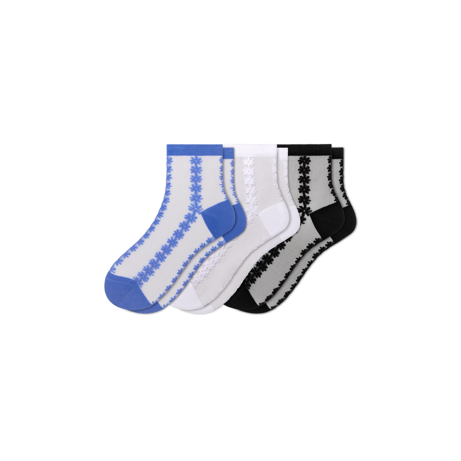 Women’s Sheer Quarter Sock 3-Pack - Classic Lounge Move