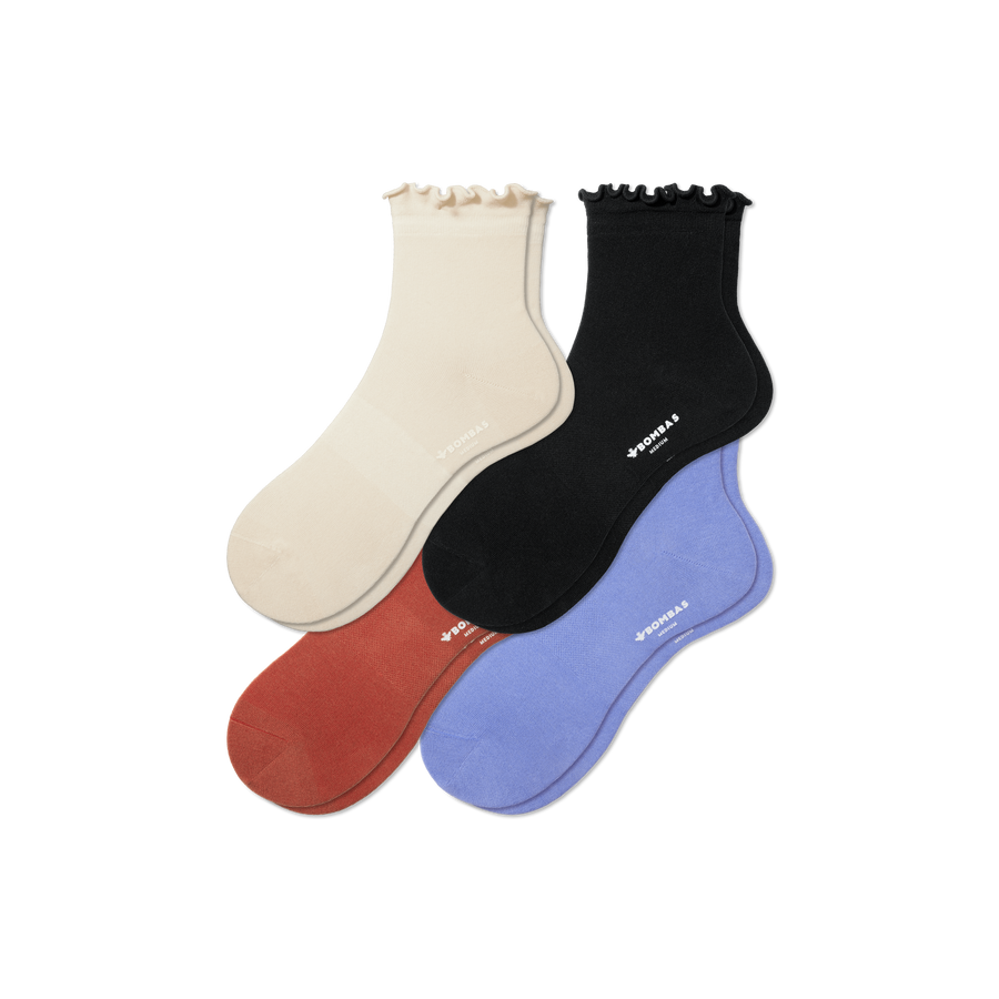 Women's Lightweight Frill Quarter Sock 4-Pack - Outdoor Hike Support