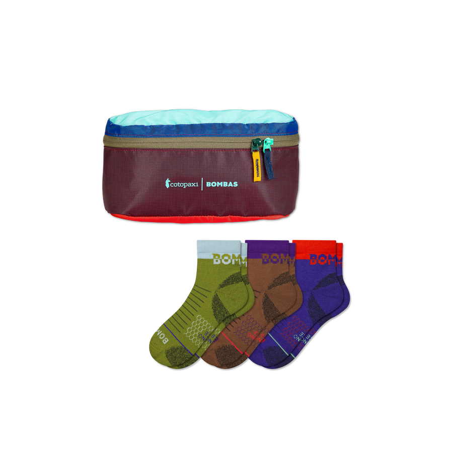 Men's Merino Wool Blend Hiking Quarter Sock 3-Pack & Cotopaxi Fanny Pack - Travel Utility Stash