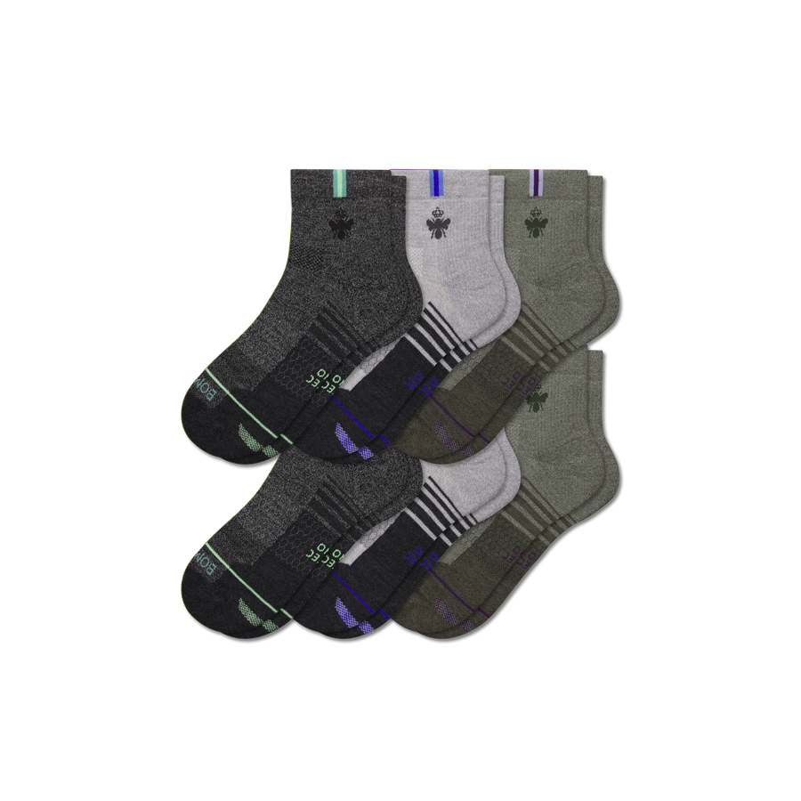Women's Merino Wool Blend Run Quarter Sock 6-Pack - Cushion Hike Pair
