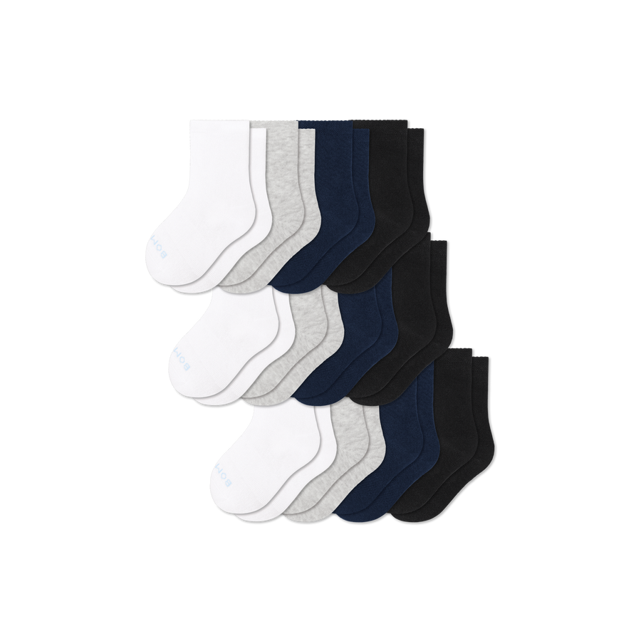 Junior Lightweight Calf Sock 12-Pack - Cushion Home Fit