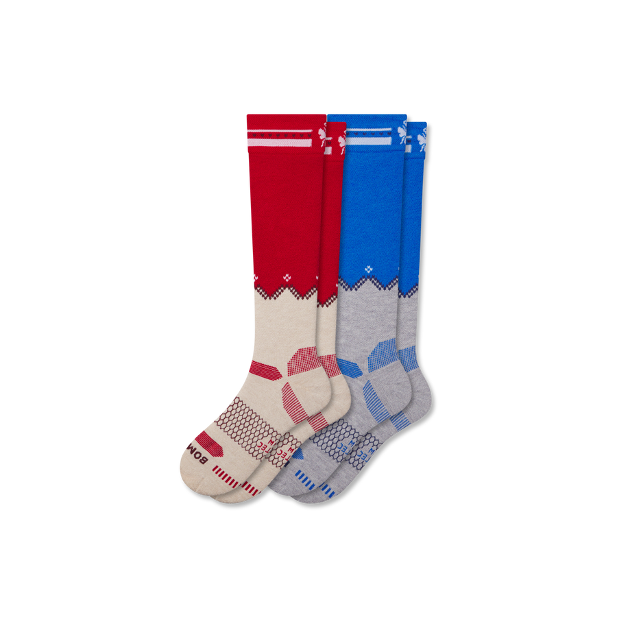 Men's Full-Cushion Merino Wool Blend Ski & Snowboard Sock 2-Pack - Classic Shift Rotation