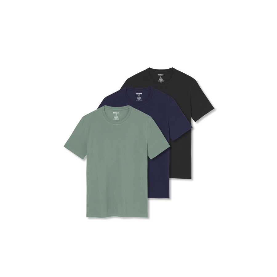 Men's Pima Cotton Crew Neck T-Shirt 3-Pack - Daily Travel Comfort