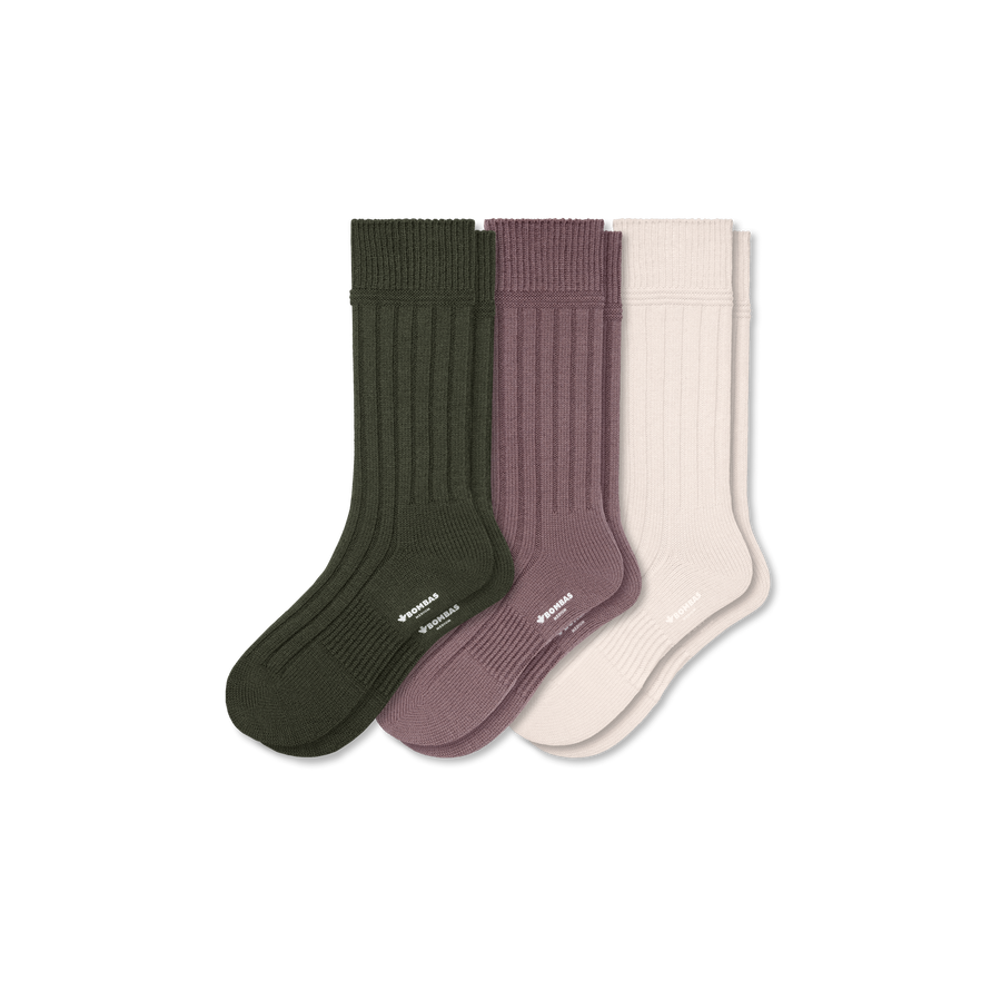 Men's Merino Cashmere Blend Rib Calf Sock 3-Pack - Classic Trail Rotation