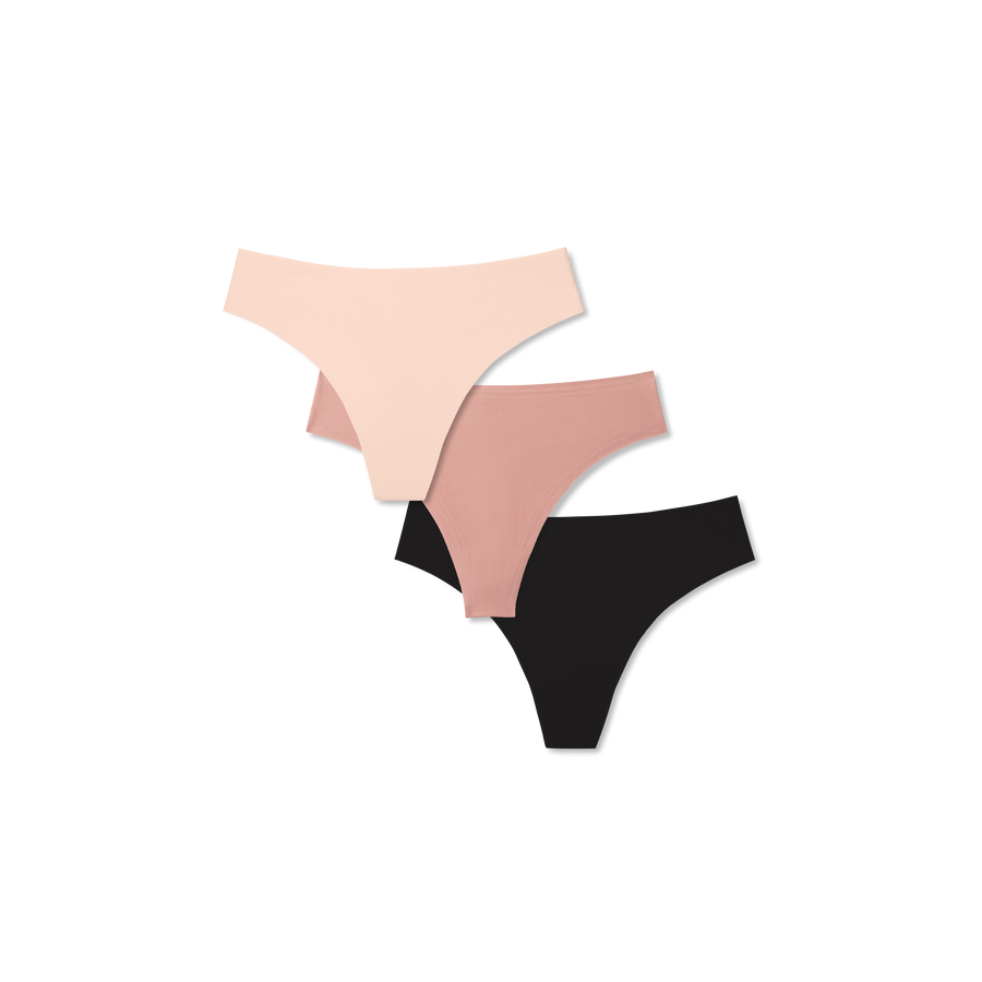 Women's No Show Thong 3-Pack - Clean Base Comfort