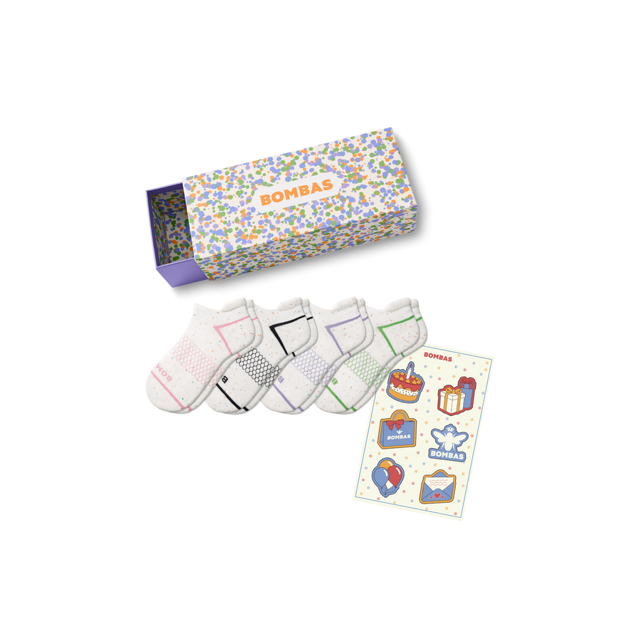 Women's Confetti Ankle Sock 4-Pack Gift Box - Easy Packing Pack