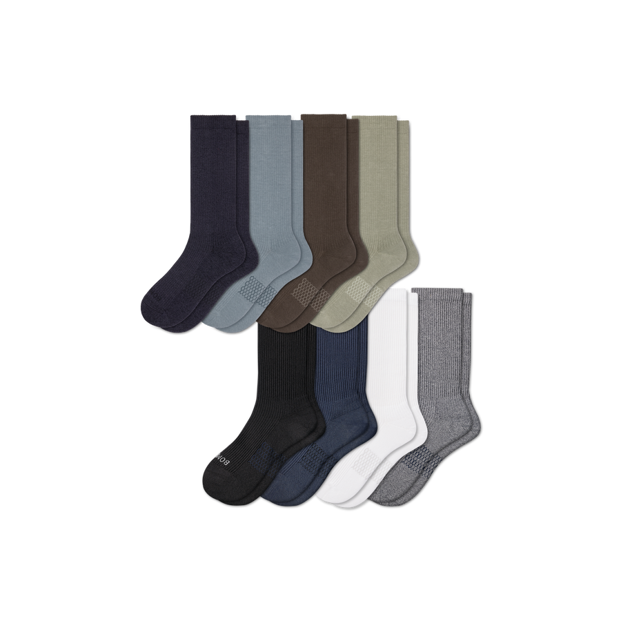 Men's Modern Rib Calf Sock 8-Pack - Cushion Ankle Comfort