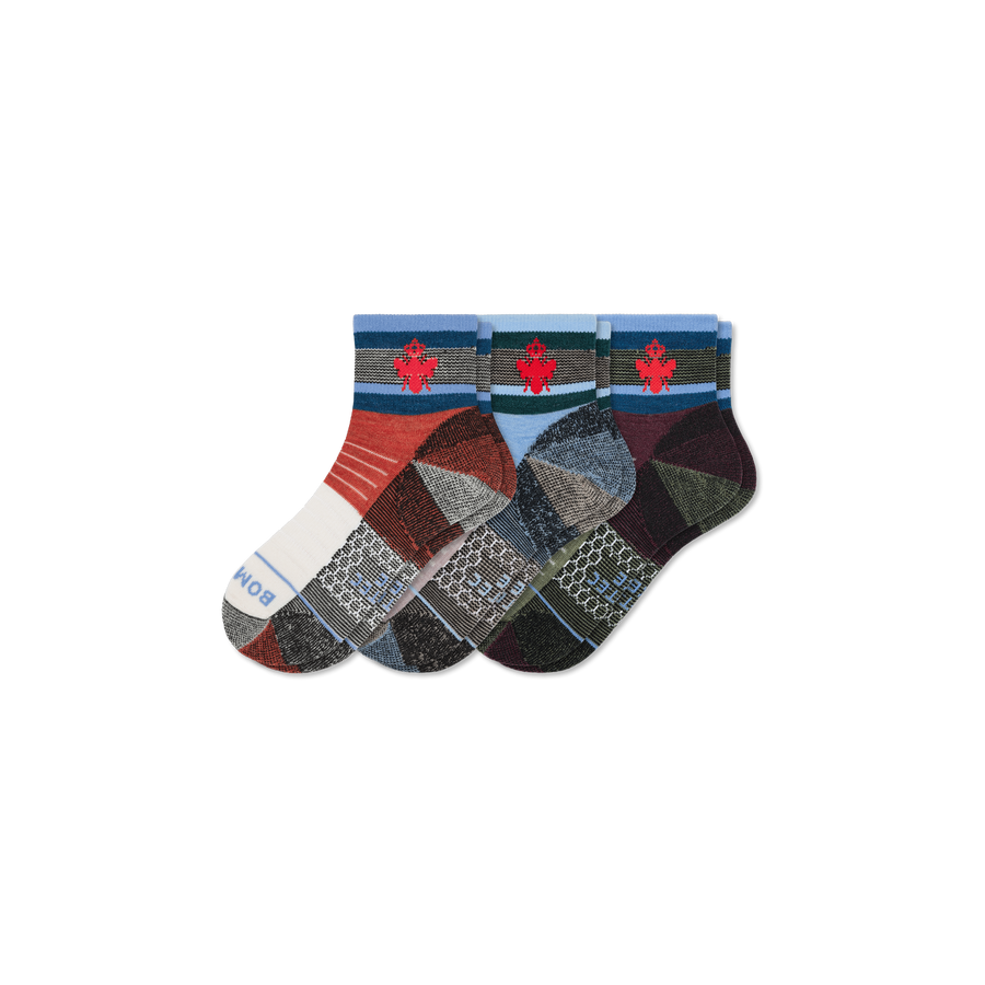 Cotopaxi x Bombas Merino Wool Blend Hiking Quarter Sock 3-Pack - Weekend Run Move