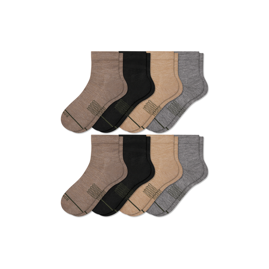 Men's Merino Wool Blend Modern Rib Quarter Sock 8-Pack - Cozy Court Wear
