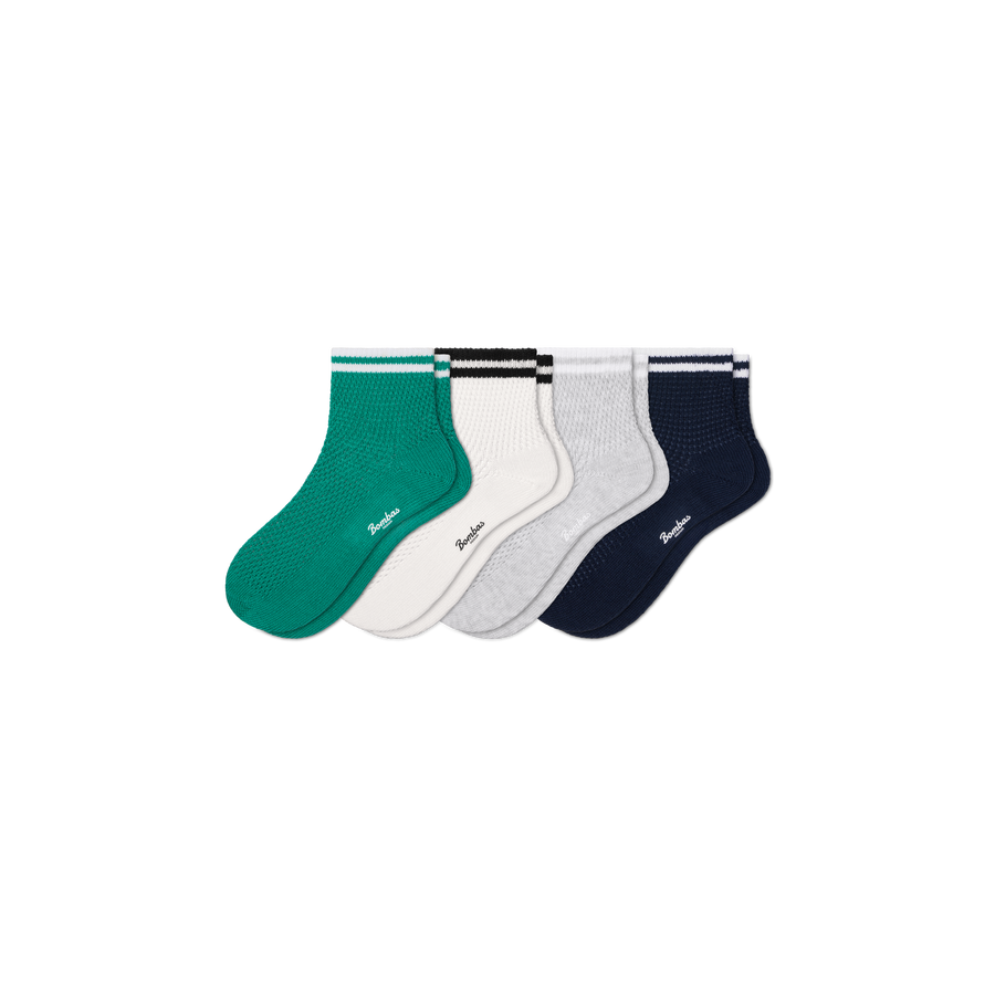 Women's Vintage Stripes Open Knit Quarter Sock 4-Pack - Active Weekend Move