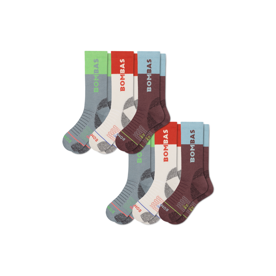 Men's Merino Wool Blend Hiking Calf Sock 6-Pack - Cushion Trail Comfort