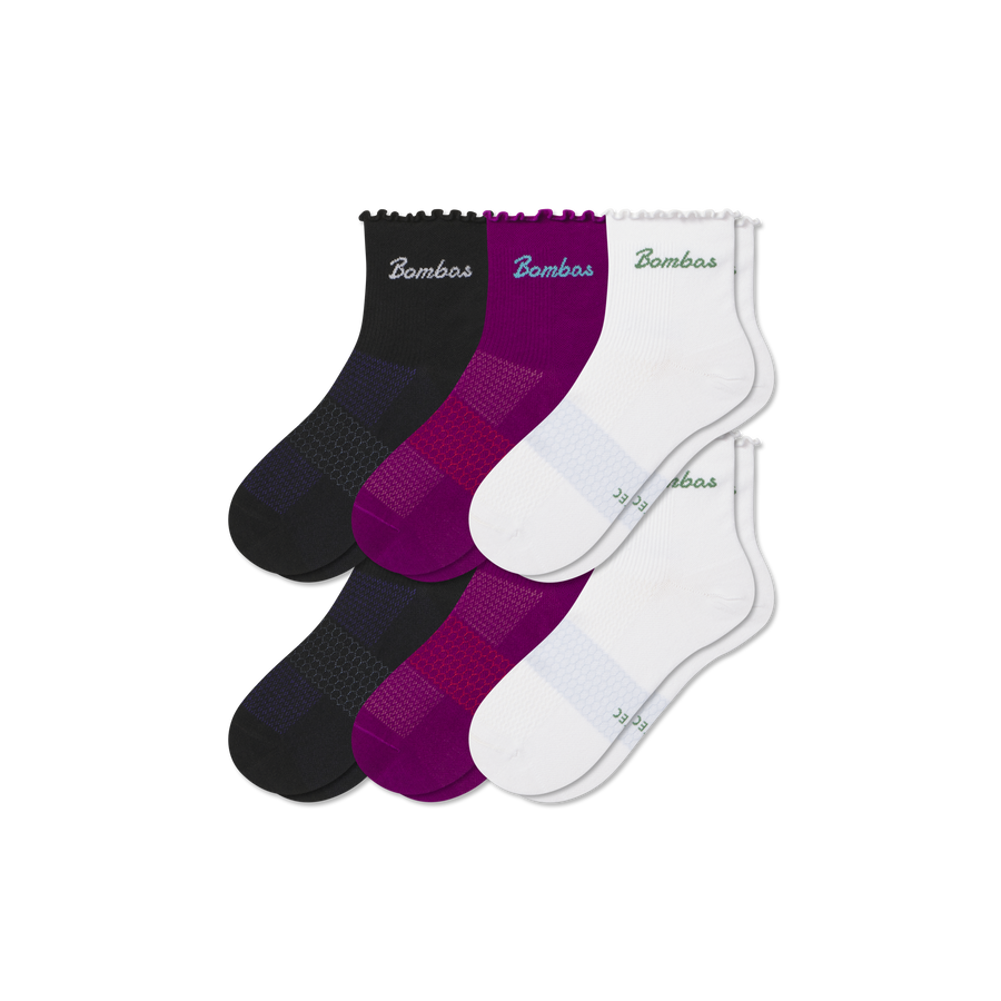 Women’s UltraLite Ruffle Sport Quarter Sock 6-Pack - Cushion Court Rotation