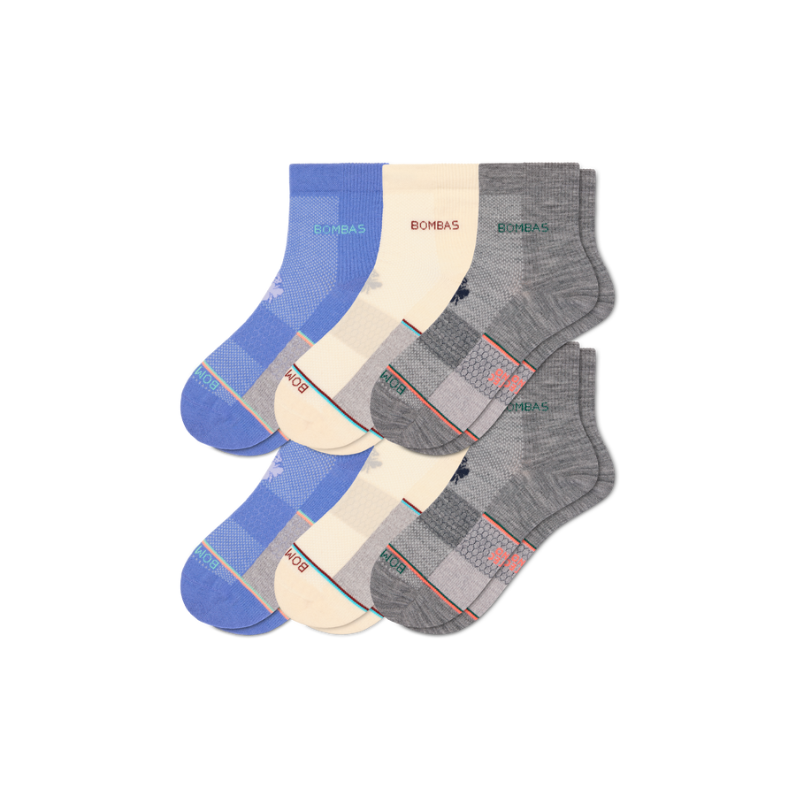 Women's UltraLite Sport Merino Wool Blend Quarter Sock 6-Pack - Steady School Move