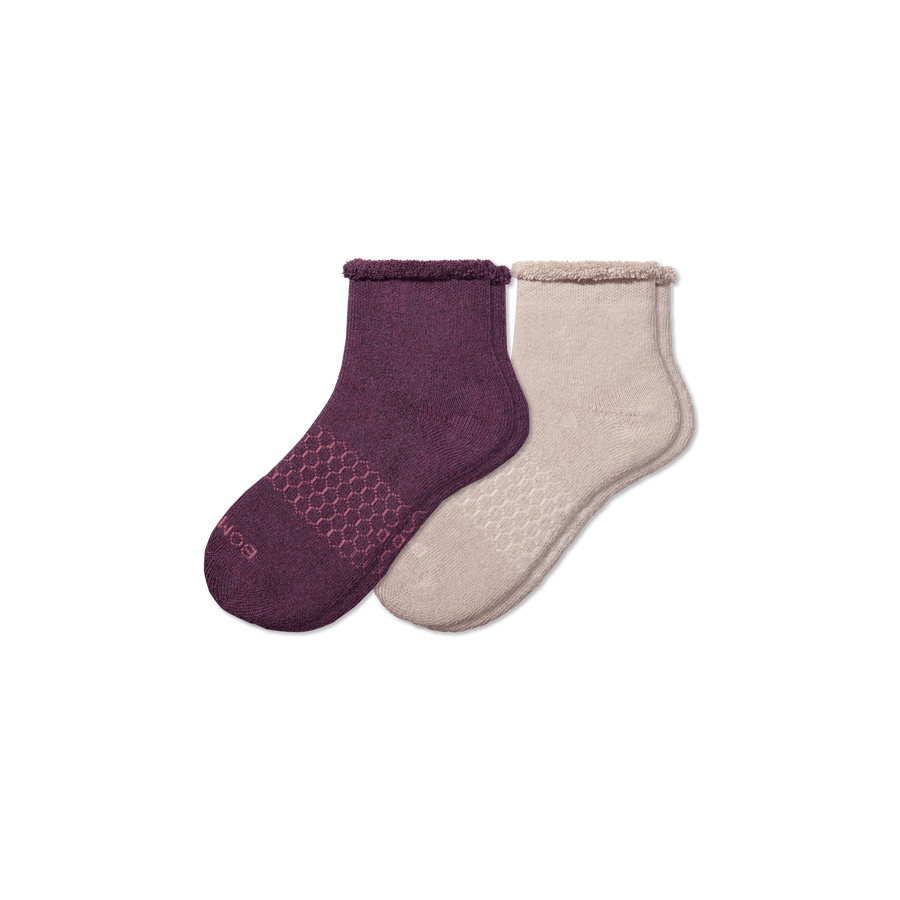 Men's Merino Wool Blend Roll-Top House Sock 2-Pack - Active Crew Cushion